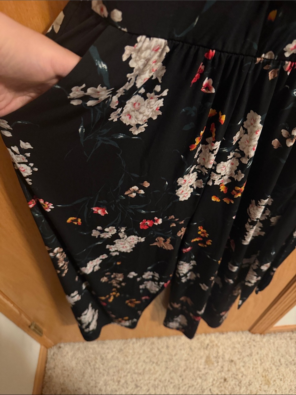Kaileigh Black Floral cropped Romper with Adjustable Spaghetti Straps - Picture 3 of 5